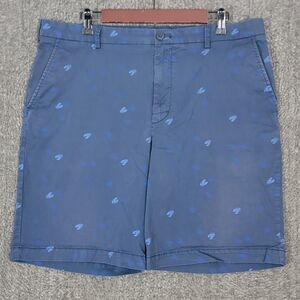 IZOD Saltwater Chino Shorts Mens 36 Blue Lobster All Over Print Stretch Cotton